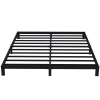 Emoda 6 Inch King Bed Frame No Box Spring Needed, Heavy Duty Metal Platform With Steel Slats, Noise Free, Easy Assembly, Black