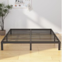 Emoda 6 Inch King Bed Frame No Box Spring Needed, Heavy Duty Metal Platform With Steel Slats, Noise Free, Easy Assembly, Black