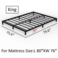 Emoda 6 Inch King Bed Frame No Box Spring Needed, Heavy Duty Metal Platform With Steel Slats, Noise Free, Easy Assembly, Black