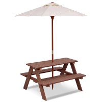 Armile Kids Picnic Table, Wooden Toddler Picnic Table With Removable Umbrella, Portable Picnic Table For Kids, Ideal For Backyard, Patio, Garden, Gift For Boys & Girls, Kids Outdoor Table