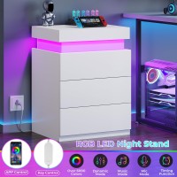 Bthfst Led Nightstands Set Of 2 Night Stands For Bedrooms Set Of 2 Nightstand With Charging Station And Sliding Top Bedside Tabl