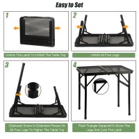 Cosyawn Folding Grill Table Small Aluminum Lightweight Portable Height Adjustable Outdoor Picnic Table 223X158X10722