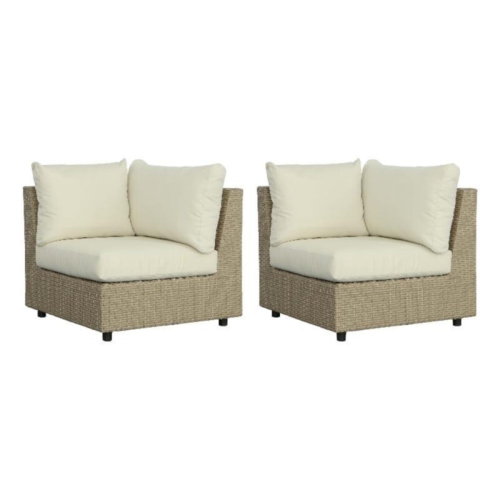 Progressive Furniture I747-Cr Brown/Sand Shelter Island Set Of 2 Wicker Corner Chairs