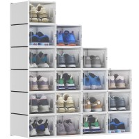 Yitahome 24 Pack Shoe Organizer Fit Up To Us Size 13 Plastic Shoe Boxes With Lids Stackable Shoe Storage Bins Drawers Sneaker