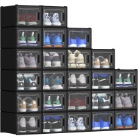 Yitahome Xl 24 Pack Shoe Box Fit Up To Us Size 15 Stackable Shoe Storage Bins Shoe Rack Organizer Boxes Plastic Shoe Drawers