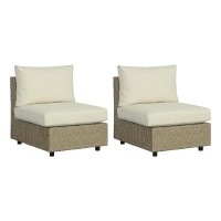 Progressive Furniture I747-Ar Shelter Island Set Of 2 Wicker Armless Chairs, Brown/Sand