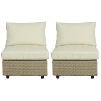 Progressive Furniture I747-Ar Shelter Island Set Of 2 Wicker Armless Chairs, Brown/Sand