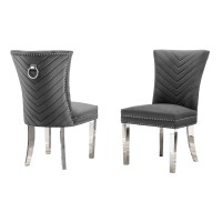 Best Quality Furniture Sc360-367 Dining Chairs, Dark Gray/Silver