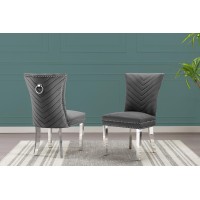 Best Quality Furniture Sc360-367 Dining Chairs, Dark Gray/Silver