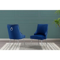 Navy blue chairs with silver base and nail head trim SET OF 2