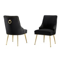 Black chairs with gold base and nail head trim SET OF 2