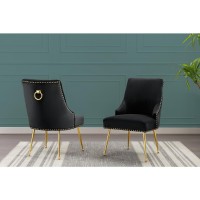 Black chairs with gold base and nail head trim SET OF 2