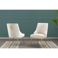 Cream chairs with gold base and nail head trim SET OF 2