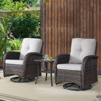 Belord 7 Piece Outdoor Patio Wicker Furniture Sets With Swivel Rocker Chairs  Rattan Loveseat Conversation Sets For Patio Deck Backyard Poolside  Beige Cushion