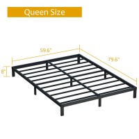 Maenizi 8 Inch Bed Frame Queen Size No Box Spring Needed Heavy Duty Queen Platform Metal Bed Frame Support Up To 3000 Lbs Easy