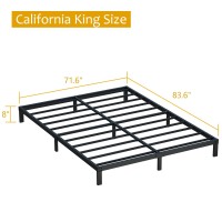 Maenizi 8 Inch Cal King Bed Frame No Box Spring Needed Heavy Duty California King Metal Platform Support Up To 3000 Lbs With St