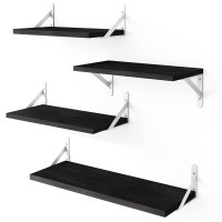 Ygeomer Floating Shelves For Wall Black Wall Shelves Different Sizes Wall Mounted Wood Shelf For Living Room Bathroom Bedroo