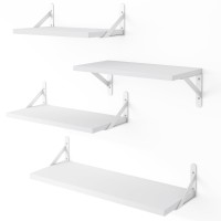 Ygeomer Floating Shelves For Wall White Wall Shelves Different Sizes Wall Mounted Wood Shelf For Living Room Bathroom Bedroo