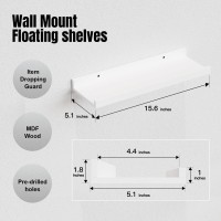 Richer House 8 Set Floating Wall Mounted Shelves Nursery Hanging Book Shelves With Lip For Storage White Display Picture Ledge