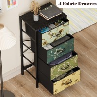 Furnulem 4 Drawer Dresser Vertical Nightstand For Kids Adult Fabric Chest Of Drawers For Bedroom Living Room Closet Nusery