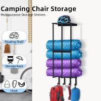 Camping Chair Wall Storage For Garage Metal Camping Chair Storage Rack Wall Holder Floating Shelf 4 Hooks Stainless Steel B