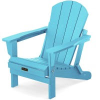 Serwall Folding Adirondack Chair Outdoor Adirondack Chairs Weather Resistant Patio Chair Light Blue