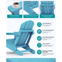 Serwall Folding Adirondack Chair Outdoor Adirondack Chairs Weather Resistant Patio Chair Light Blue