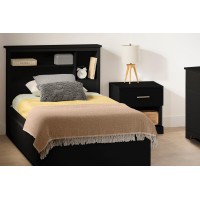 South Shore Gramercy Storage Bed And Bookcase Headboard Set, Twin, Pure Black