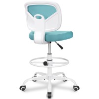 Primy Office Drafting Chair Armless, Tall Office Desk Chair Adjustable Height And Footring, Low-Back Ergonomic Standing Desk Chair Mesh Rolling Tall Chair For Art Room, Office Or Home(Teal)