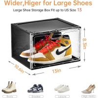 Amllas New 8 Pack Shoe Boxes Stackable Large Shoe Storage Organizer With Lids Drop Side Shoe Containers For Entryway Sneaker St