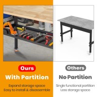 4860 Adjustable Workbench Rubber Wood Top Work Bench Heavyduty Work Table Wpower Outlet Partition 2000 Lbs Load Capacit