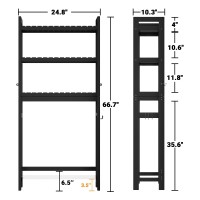 Homykic Bamboo Over The Toilet Storage Shelf 3Tier Above Toilet Storage Organizer Rack With 3 Hooks Freestanding Bathroom Tow