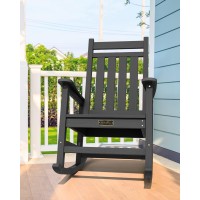 Serwall Outdoor Rocking Chair Set Of 4 Hdpe Rocking Chairs For Adult All Weather Porch Rockers For Lawn Garden Gray White