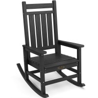 Serwall Outdoor Rocking Chair Hdpe Rocking Chairs For Adult All Weather Porch Rockers For Lawn Garden Gray White