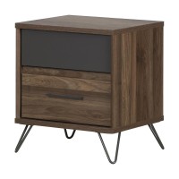 Olvyn 2Drawer Nightstand Natural Walnut and Charcoal