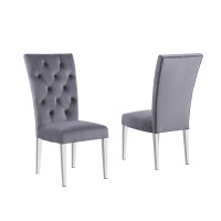 Layla Modern Velvet Upholstered Side Chairs in Gray Set of 2