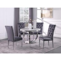 Layla Modern Velvet Upholstered Side Chairs in Gray Set of 2