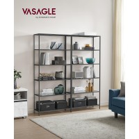 Vasagle Bookcase 6Tier Bookshelf Slim Shelving Unit For Bedroom Bathroom Home Office Tempered Glass Steel Frame Ink Blac