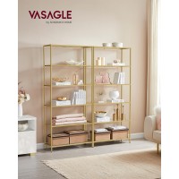 Vasagle Bookcase 6Tier Bookshelf Slim Shelving Unit For Bedroom Bathroom Home Office Tempered Glass Steel Frame Metallic