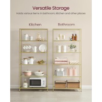 Vasagle Bookcase 6Tier Bookshelf Slim Shelving Unit For Bedroom Bathroom Home Office Tempered Glass Steel Frame Metallic