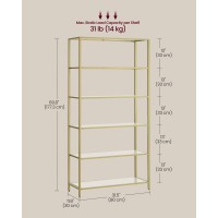 Vasagle Bookcase 6Tier Bookshelf Slim Shelving Unit For Bedroom Bathroom Home Office Tempered Glass Steel Frame Metallic