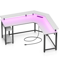 Rolanstar L Shaped Gaming Desk With Led Lights & Power Outlets, 55.1