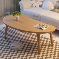 ZXWCYJ Small Coffee Table Modern Coffee Table Rustic Farmhouse Coffee Table Oval Mid Century Coffee Table Retro Accent Center Table for Living Room Easy Assembly,Wood Color,80 * 40