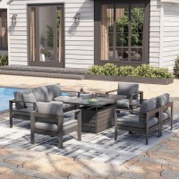 Solaste Aluminum Patio Furniture Set With Fire Pit Table 5 Piece Metal Outdoor Furniture With Waterresistant Cushions Modern