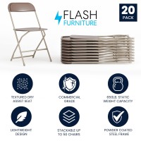 Flash Furniture Hercules Series Plastic Folding Chair Brown 20 Pack 650Lb Weight Capacity Comfortable Event Chairlightweigh