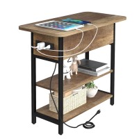 Yoobure End Table With Charging Station Flip Top Side Table With Usb Ports And Outlets Sofa Couch Table Bedside Table For Livi