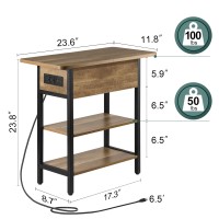 Yoobure End Table With Charging Station Flip Top Side Table With Usb Ports And Outlets Sofa Couch Table Bedside Table For Livi