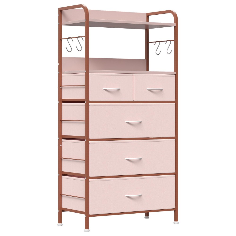 Jojoka Dresser For Bedroom With 5 Drawers Dressers Chests Of Drawers For Hallway Entryway Storage Organizer Unit With Fabri