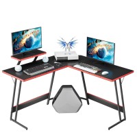 Homall L Shaped Gaming Desk Computer Corner Pc Desk Table With Large Monitor Riser Stand For Home Office Sturdy Writing Workstat