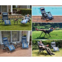 Ever Advanced Set Of 2 Oversize Xl Zero Gravity Recliner Padded Patio Lounger Chair With Adjustable Headrest Support 350Lbs Blu